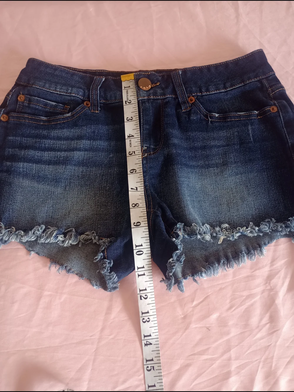 No Boundaries Dark Blue Frayed Hem Denim Shorts Sz. 9
